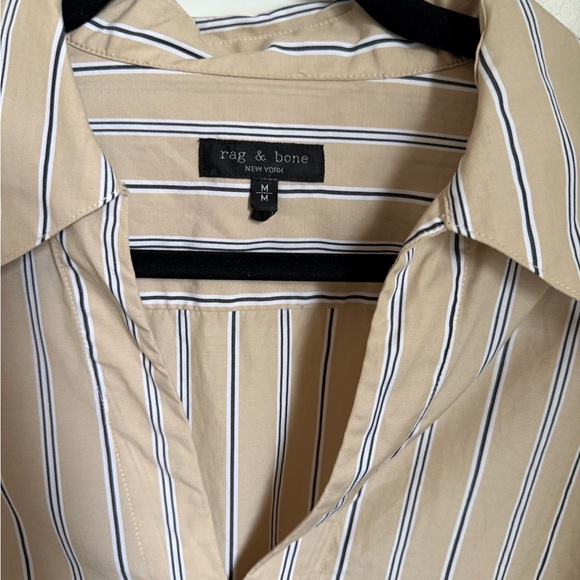 rag & bone Fiona cotton top in a tan and white striped pattern. Size M, EUC . - Picture 5 of 7